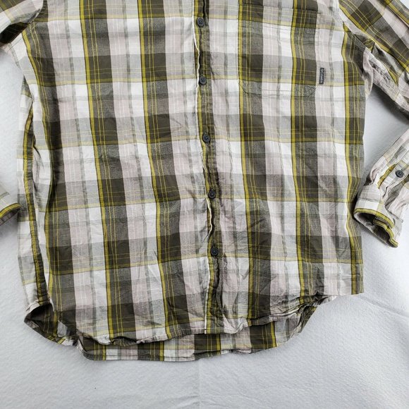 Columbia Shirt Men's Long Sleeve Button Up Collared Green White Yellow Plaid XL - Picture 3 of 12